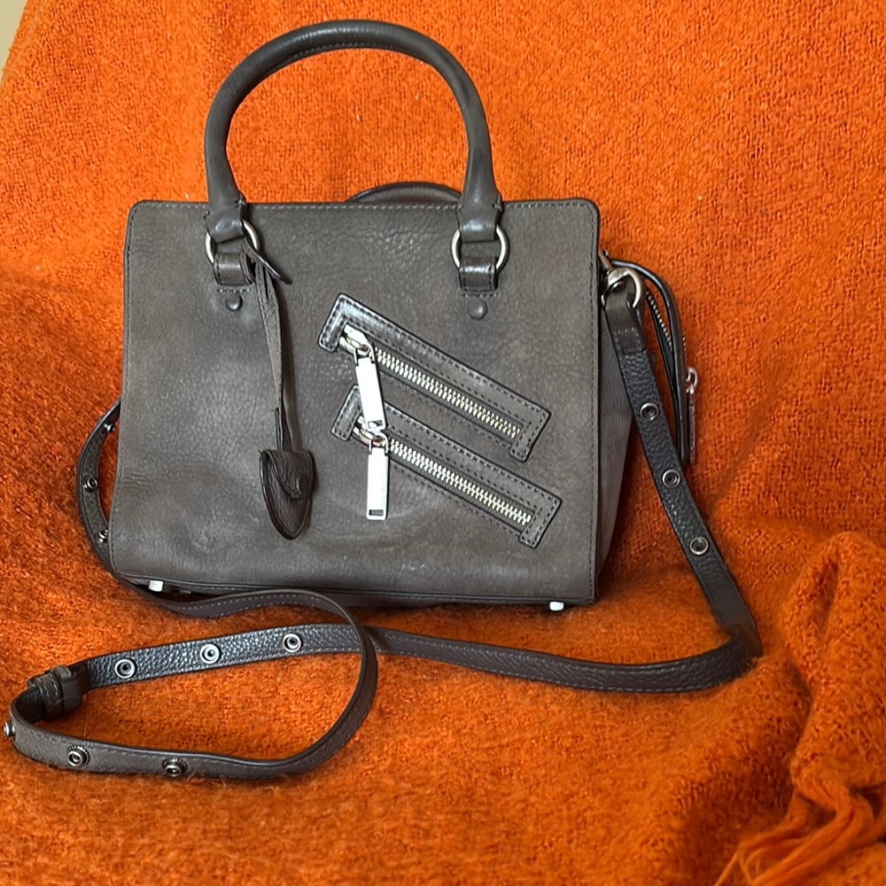 Gray Leather Handbag